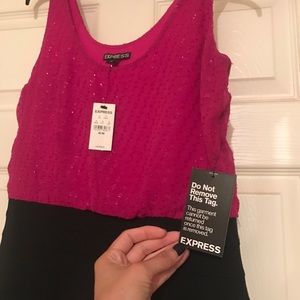NWT Express Fuchsia and Black Dress